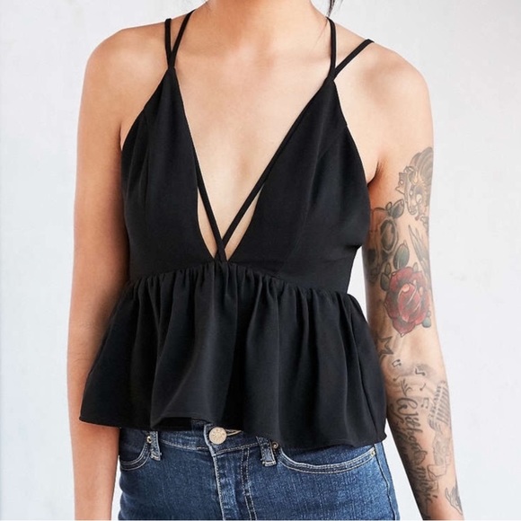 Urban Outfitters Cross Front Baby Doll Cami medium crop tank strappy summer - Picture 1 of 9